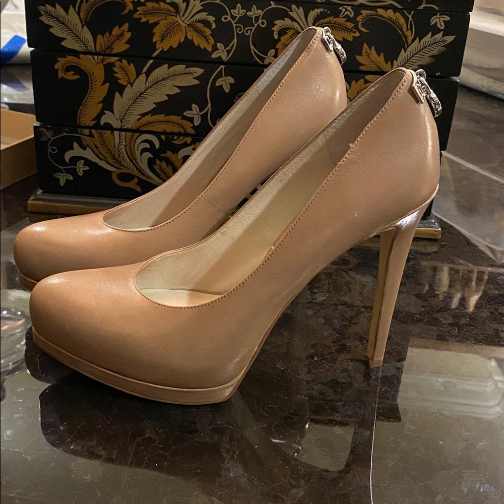 Michael Kors Dark Khaki Leather Pumps